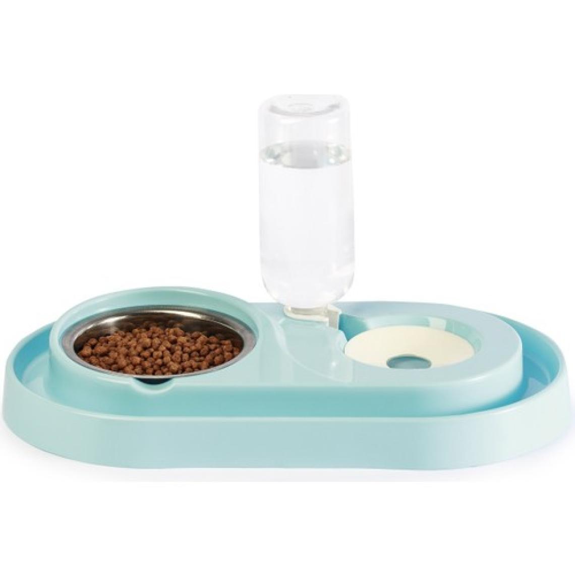 Miapet Hazneli Çelik Taslı Kedi-Köpek Mama ve Su Kabı Seti 500 ml Turkuaz