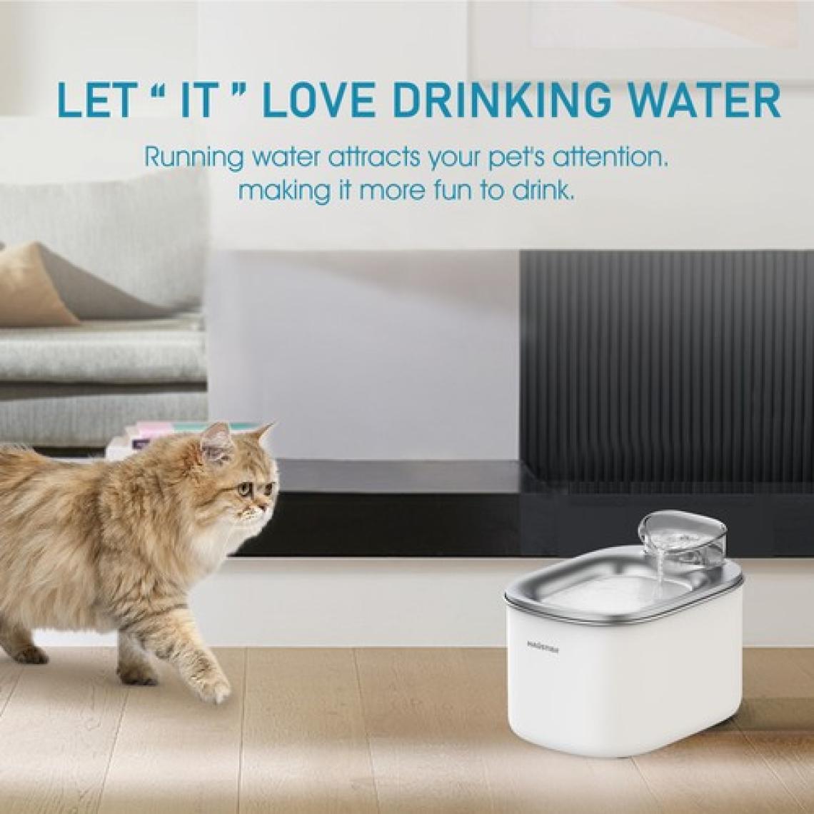 Haustier WF007L Otomatik Kedi Su Sebili, 3.5lt Geniş Hazne, Bpa Içermez, Metal Üst Tabla, Ultra Sessiz