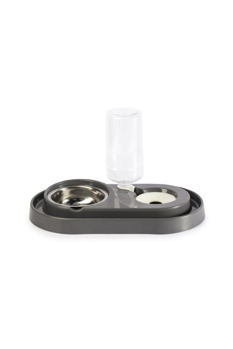 Miapet Hazneli 1000 ml Gri Kedi Köpek Mama ve Su Kabı
