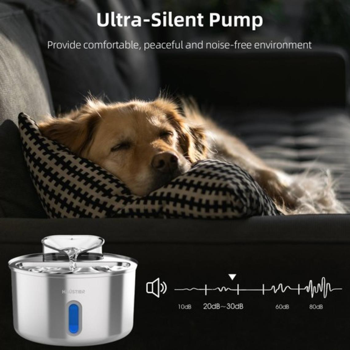 Haustier WF009L-W Pencereli Otomatik Kedi Su Sebili, Kedi Su Çeşmesi, Su Pınarı 3.5lt Geniş Hazne, SUS304 Çelik, Ultra Sessiz, Çok Katmanlı Filtrasyon, Metal Tasarım