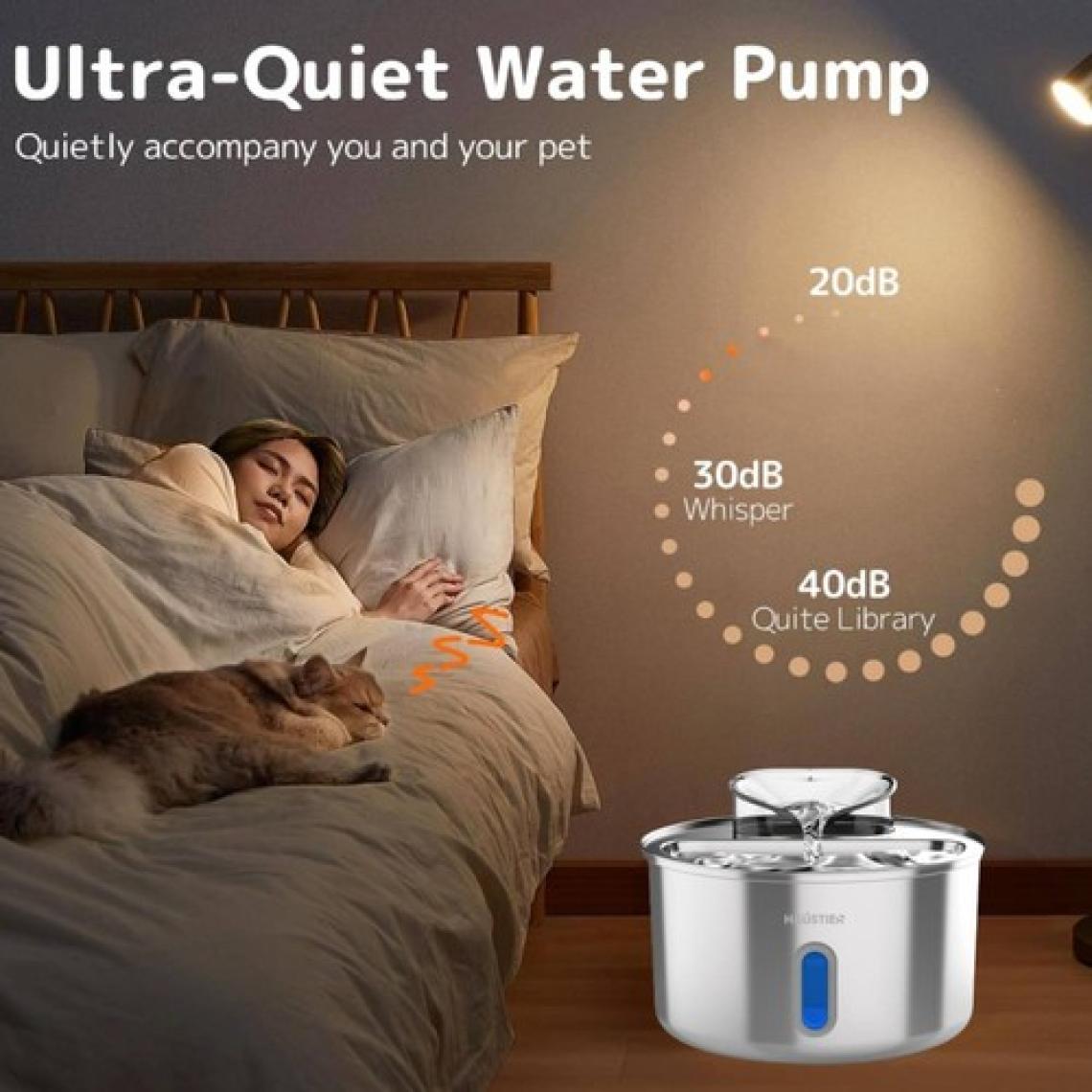 Haustier WF009L-W Pencereli Otomatik Kedi Su Sebili, Kedi Su Çeşmesi, Su Pınarı 3.5lt Geniş Hazne, SUS304 Çelik, Ultra Sessiz, Çok Katmanlı Filtrasyon, Metal Tasarım