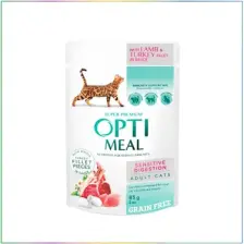Optimeal Sensitive Digestion Kuzu Etli ve Hindili Konserve Yetişkin Kedi Maması 85 gr