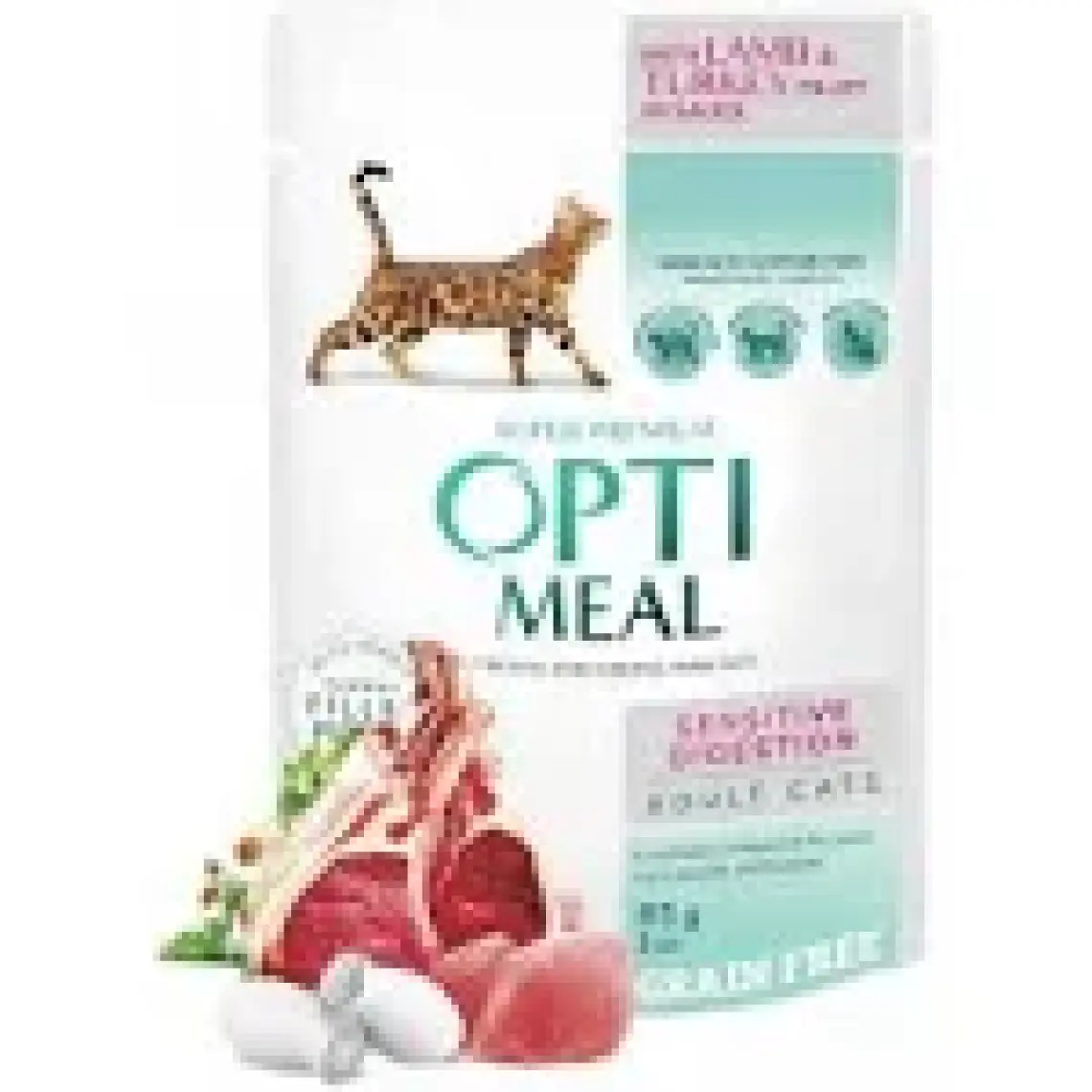 Optimeal Sensitive Digestion Kuzu Etli ve Hindili Konserve Yetişkin Kedi Maması 85 gr