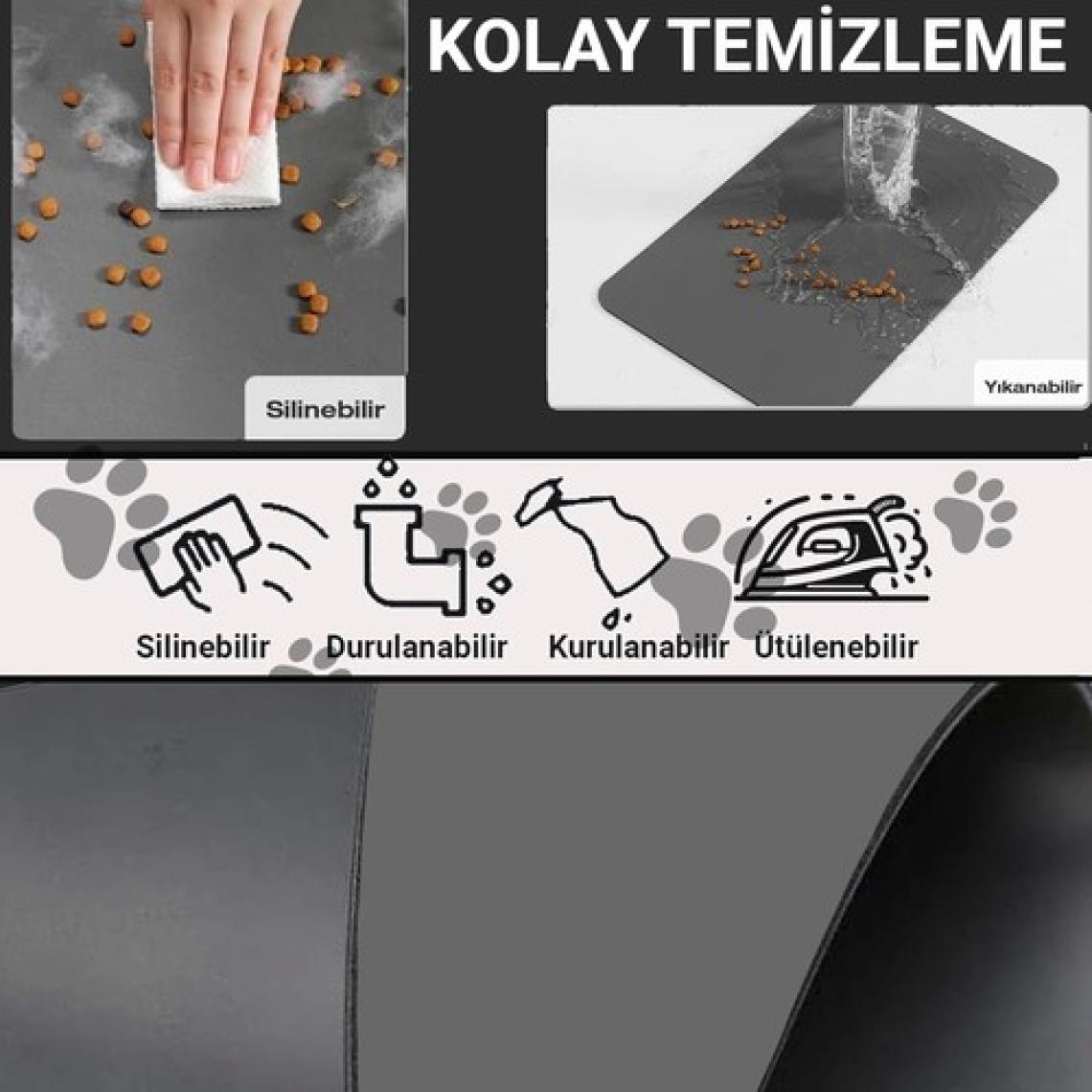 Matgo Pati Mama Çeken Kedi Gri Renk Beslenme Matı 50 x 70 cm
