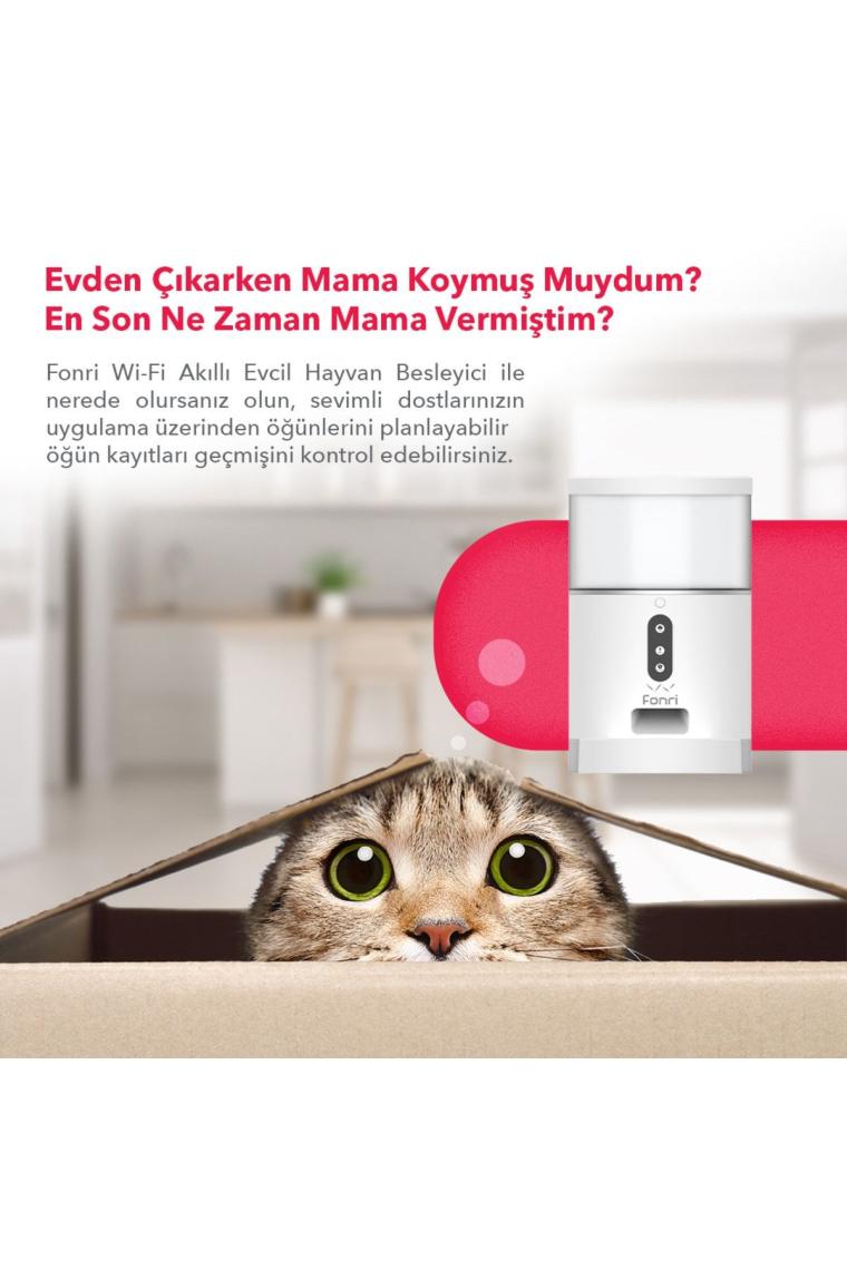 Evcil Hayvan Akıllı Mama Kabı, Otomatik Mama Kabı, Wifi, 4lt, Uzaktan Kontrol, Porsiyon Ayarlı