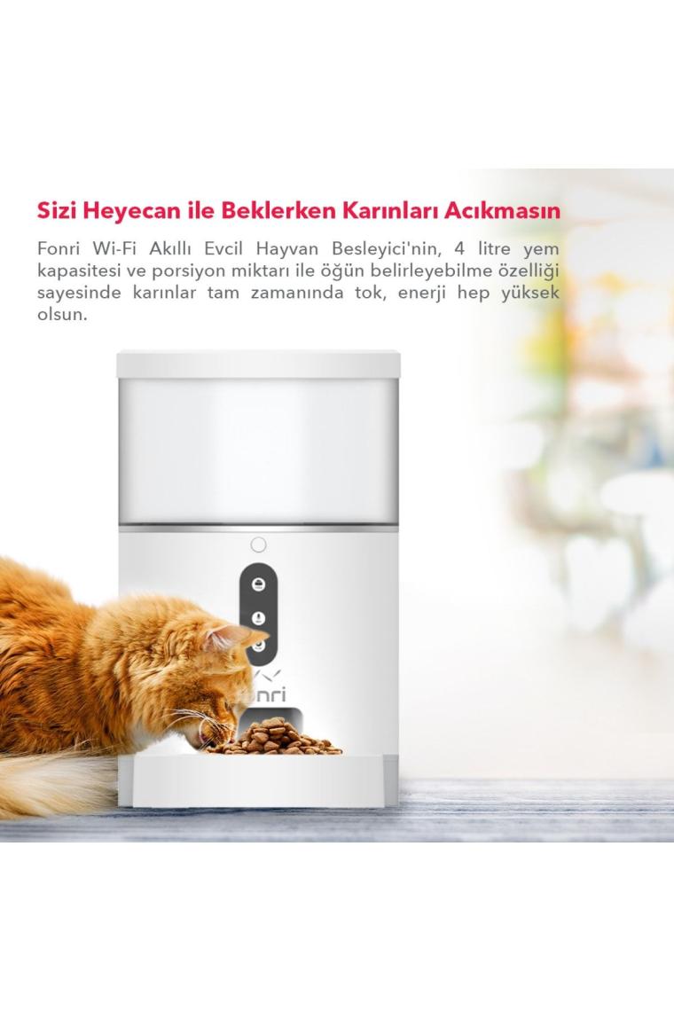 Evcil Hayvan Akıllı Mama Kabı, Otomatik Mama Kabı, Wifi, 4lt, Uzaktan Kontrol, Porsiyon Ayarlı