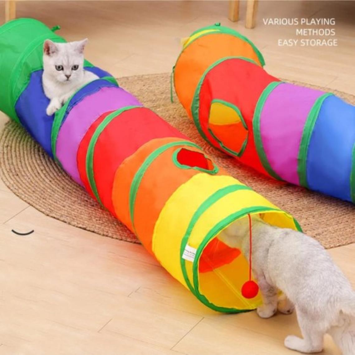 Duffa Katlanabilir Kedi Tüneli Kedi Oyun Tüneli Gökkuşağı Renk