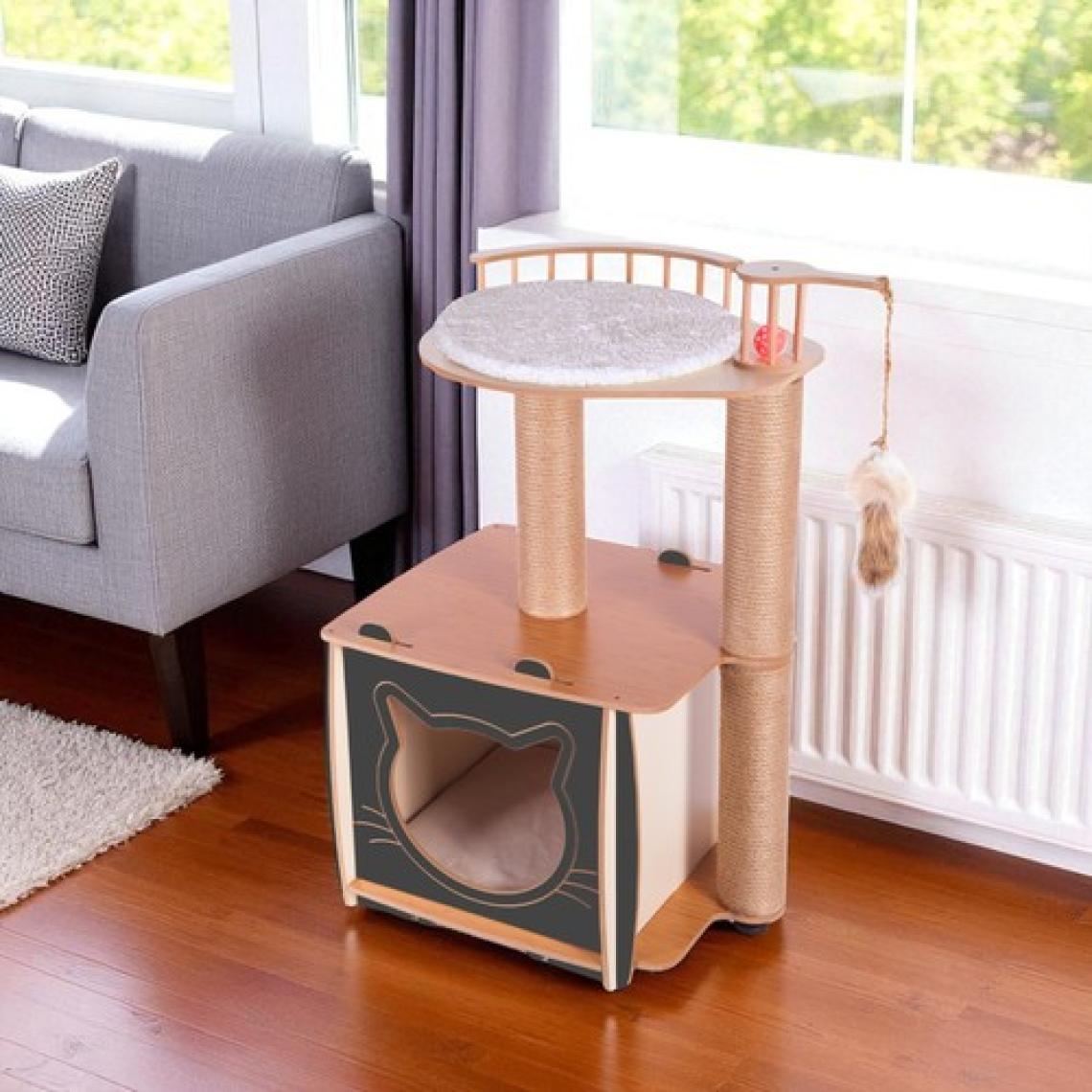 Pati Homes Pro Köşk Kedi Evi Tırmalamalı Gri