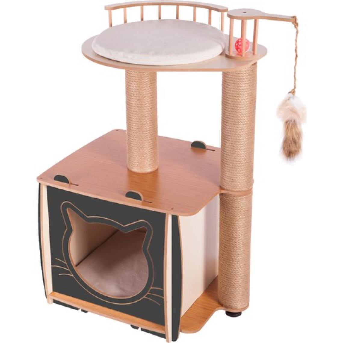 Pati Homes Pro Köşk Kedi Evi Tırmalamalı Gri