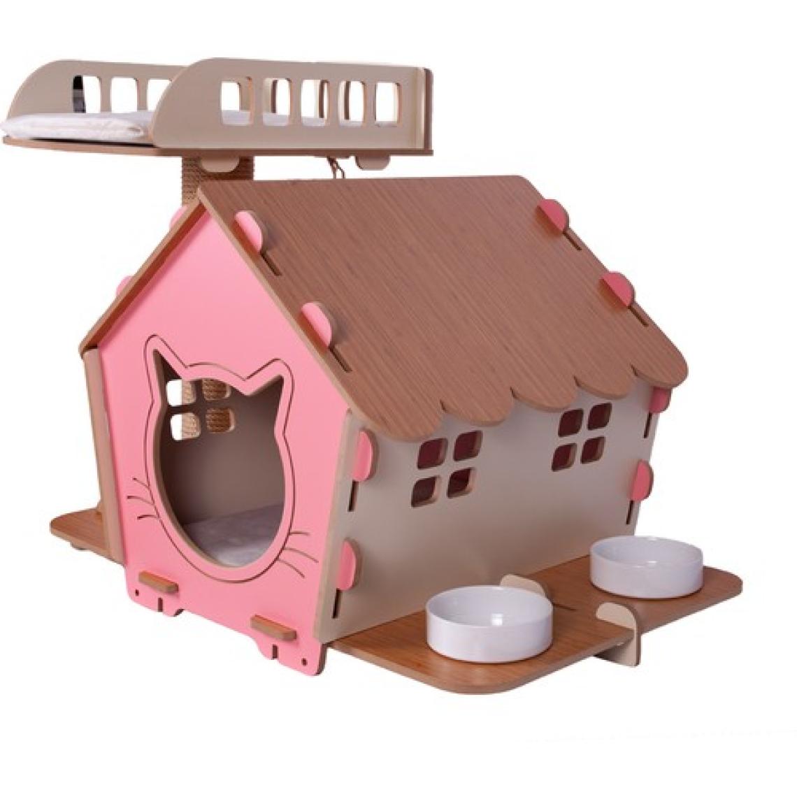 Pati Homes Pro 3'ü 1 Arada Kedi Evi Yataklı Pembe
