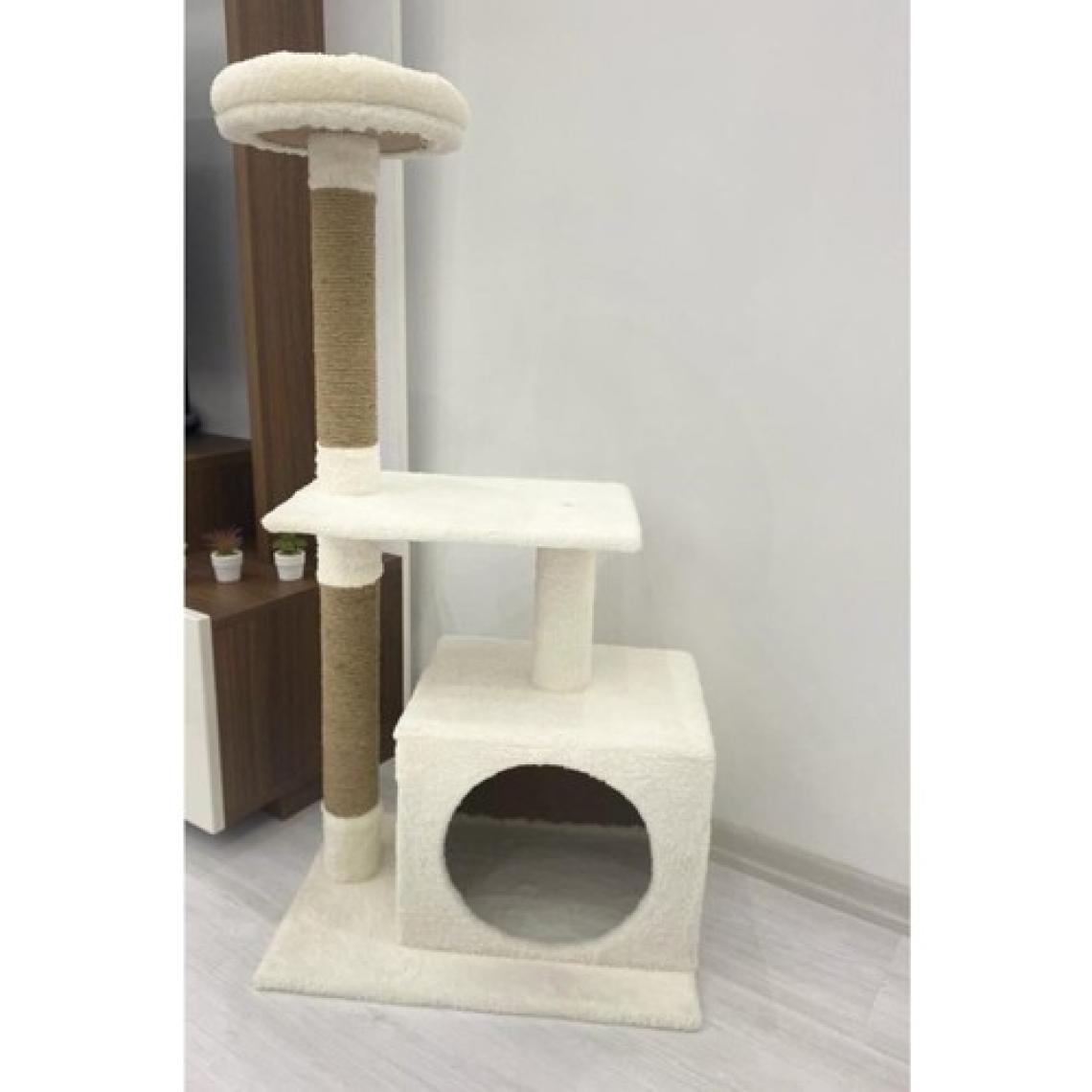 Nursoft Beyaz Kedi Tırmalama ve Oyun Evi Platformu