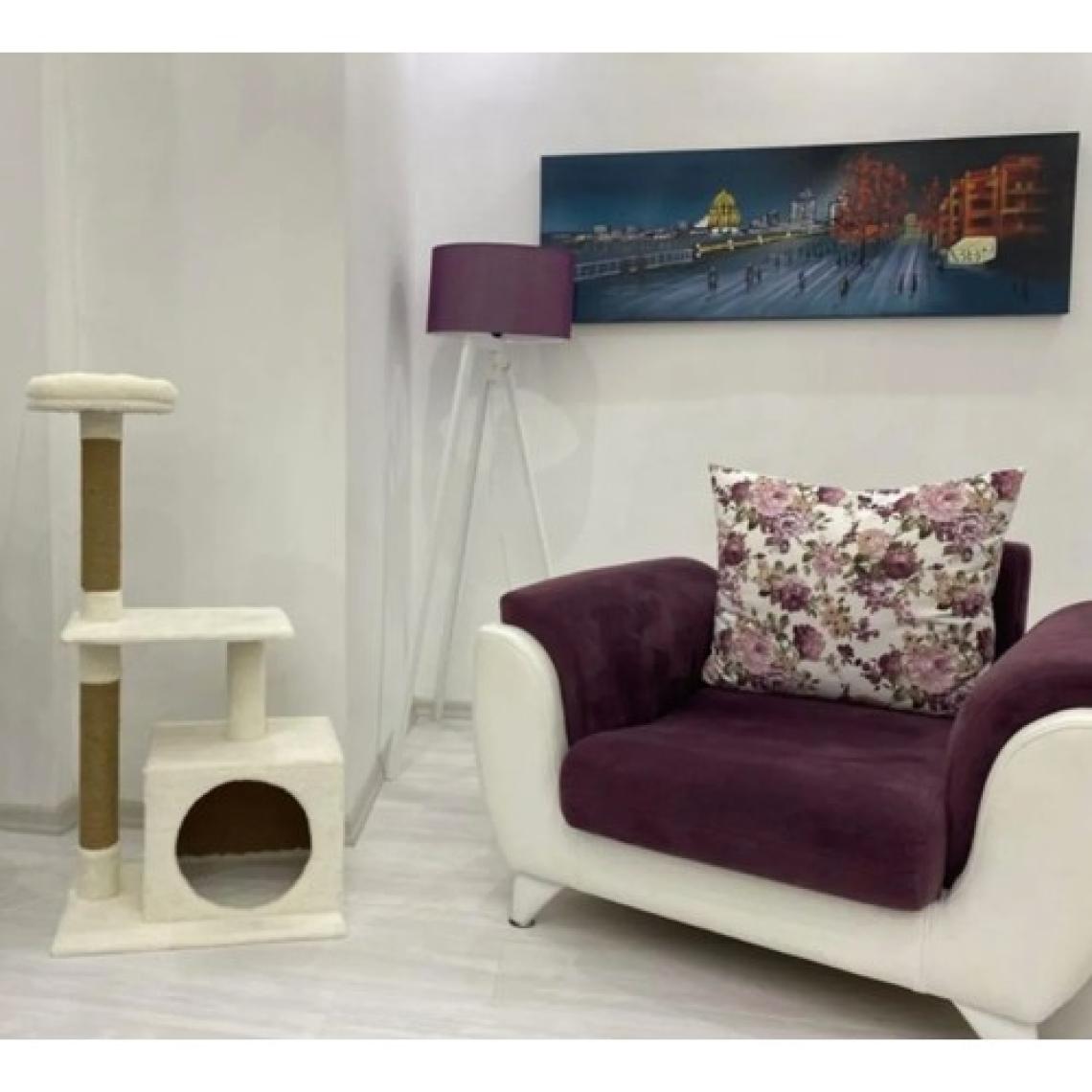 Nursoft Beyaz Kedi Tırmalama ve Oyun Evi Platformu