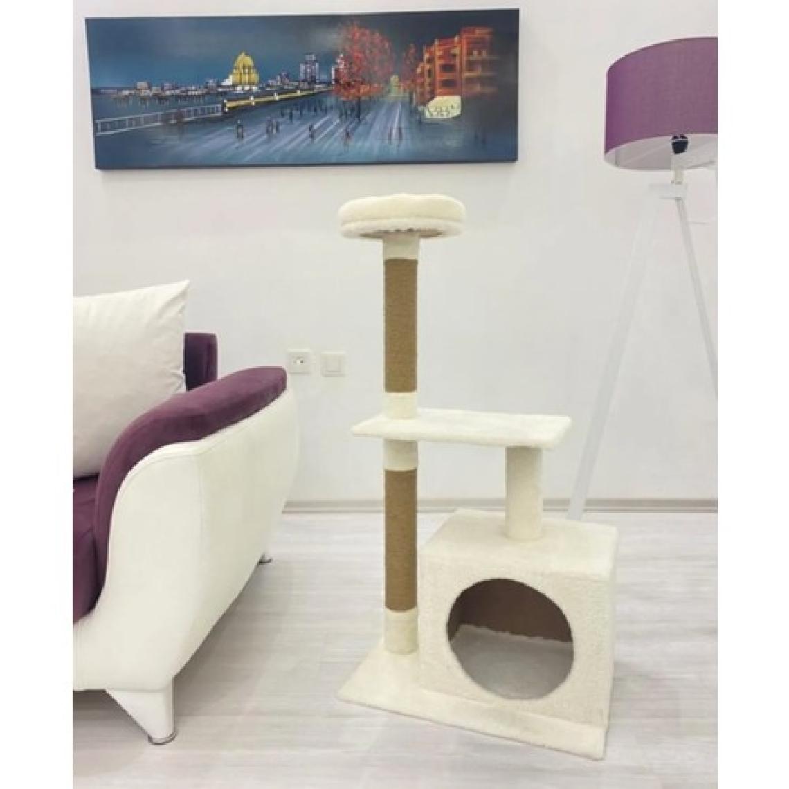 Nursoft Beyaz Kedi Tırmalama ve Oyun Evi Platformu
