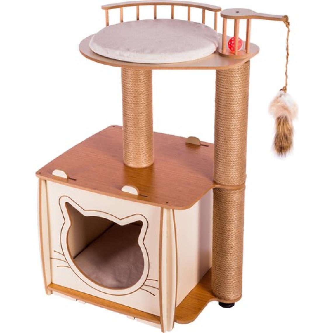 Pati Homes Pro Köşk Kedi Evi Tırmalamalı Bej