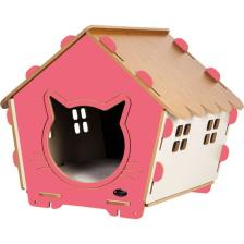 Patihomes Xl Kedi Evi Pencereli- Kedi Kulübesi Pembe