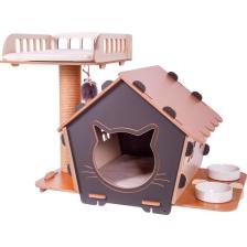 Pati Homes Pro 3'ü 1 Arada Kedi Evi Yataklı Gri