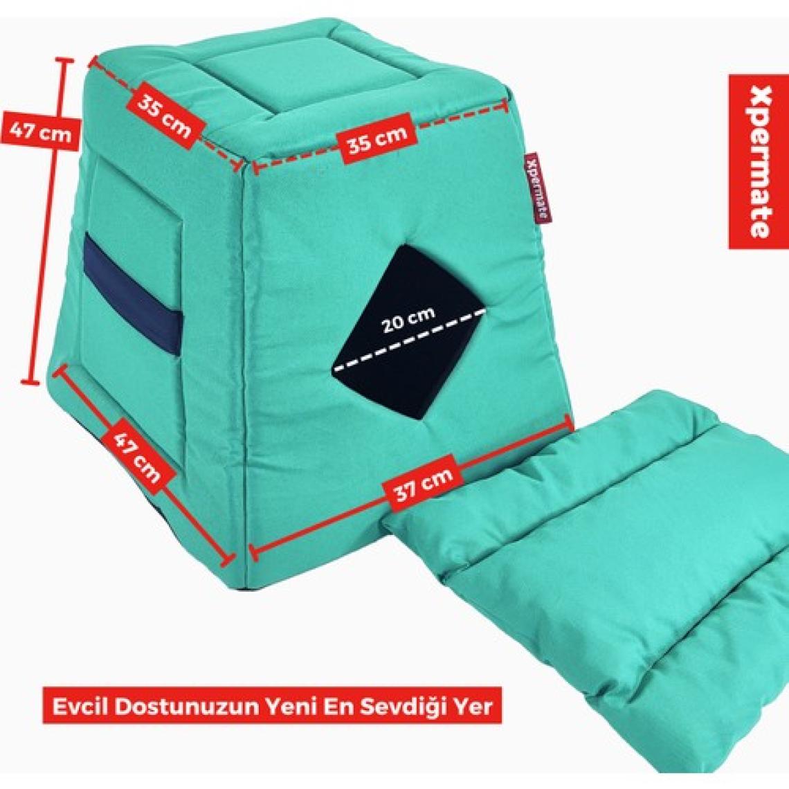 Xpermate 3 Fonksiyonlu Kedi Evi - Küçük Irk Köpek Evi - Kedi Mağara Kedi Yuvası - Kedi Yatağı Turkuaz
