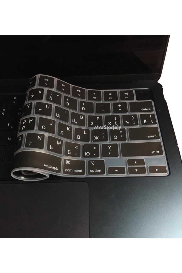 McStorey Rusça Klavye Koruyucu Macbook Air-Pro M1-M2-M3 (Touchıd'li) A2681 A3113 A2941 A3114 A2442 A2779 A2992 A2918 A2485 A2780 A2991 Us Enter ile Uyumlu