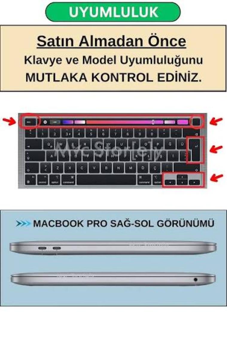 McStorey Macbook Pro Klavye Kılıfı 13inç M1-M2 Türkçe Q Baskı A2338 2289 2251 A2141 ile Uyumlu