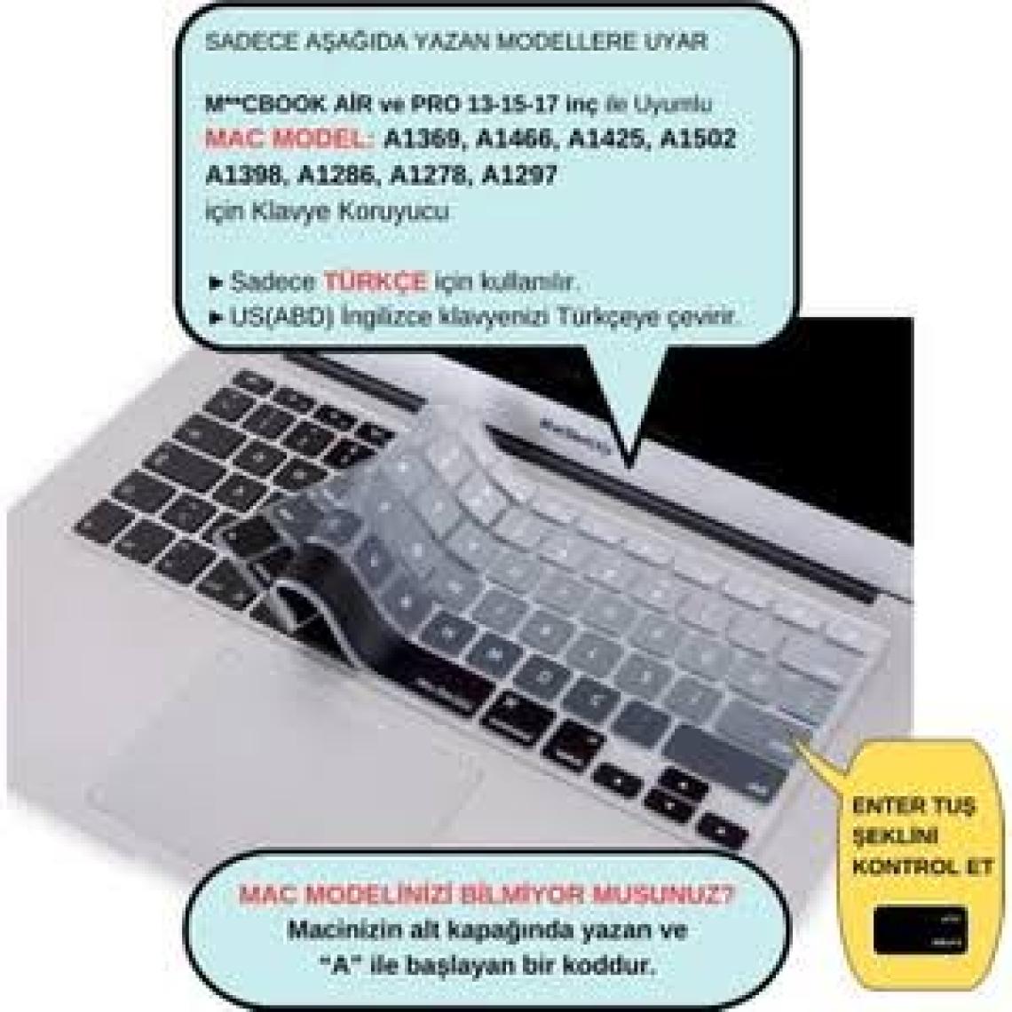 McStorey Macbook Air Pro Klavye Koruyucu (US to TR) Ombre (Eski USB’li Model 2008/2017 yılı) ile Uyumlu