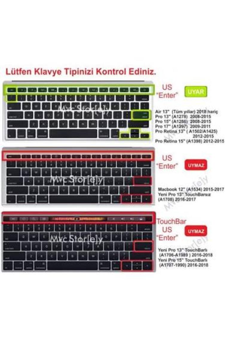 McStorey Macbook Air Pro Klavye Koruyucu (US to TR) Ombre (Eski USB’li Model 2008/2017 yılı) ile Uyumlu