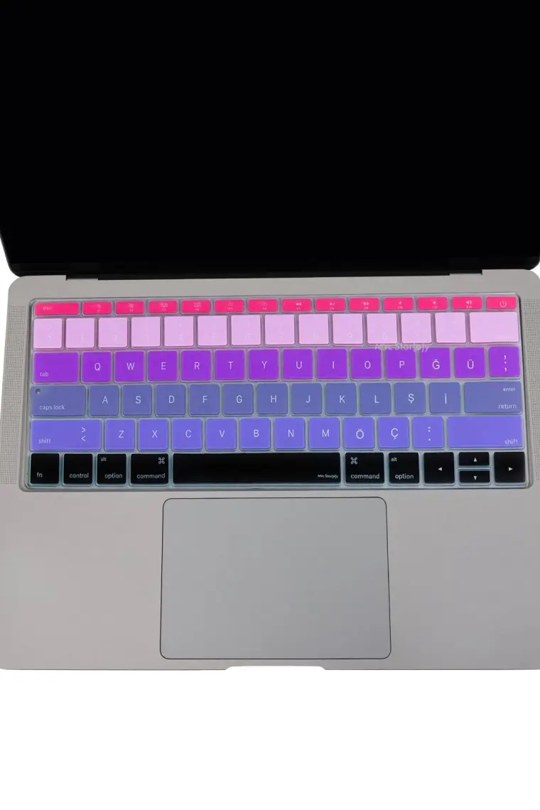 McStorey Laptop Macbook Pro Klavye Kılıf US-TR Harf Baskılı A1534 A1708 ile Uyumlu Ombre