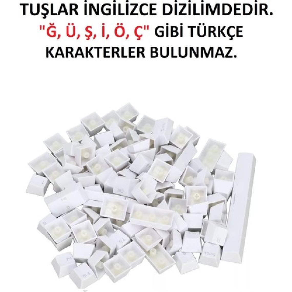 SPELT 108 Tuş Universal Renkli Mekanik Klavye Tuş Takımı Kapağı Keycap Beyaz İngilizce Dizilimli