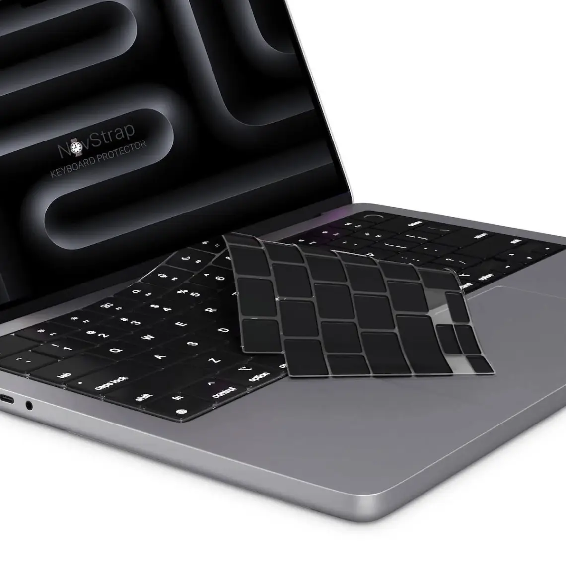 Novstrap Apple Macbook Pro M3 14 Inç A2992 A2918 Uyumlu Türkçe Q Klavye Siyah Klavye Koruyucu Kılıf