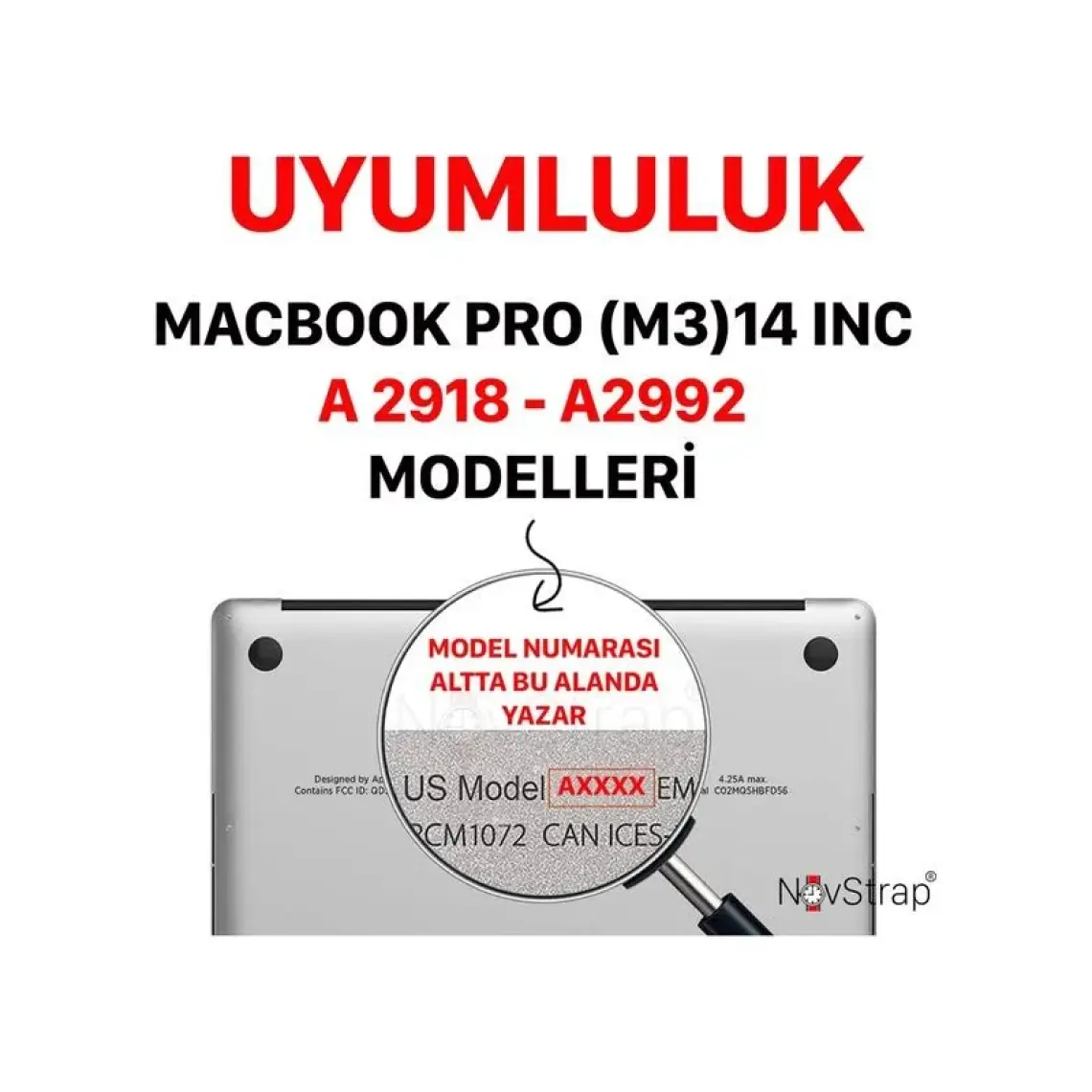Novstrap Apple Macbook Pro M3 14 Inç A2992 A2918 Uyumlu Türkçe Q Klavye Siyah Klavye Koruyucu Kılıf