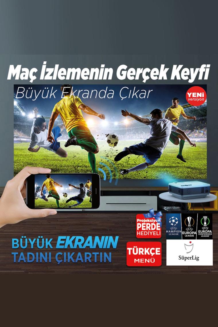 Leisure 410 5g Wifi 1080p Destekli Lcd Led Projeksiyon Cihazı - 240 Inç Yansıtma - Dahili Hoparlör