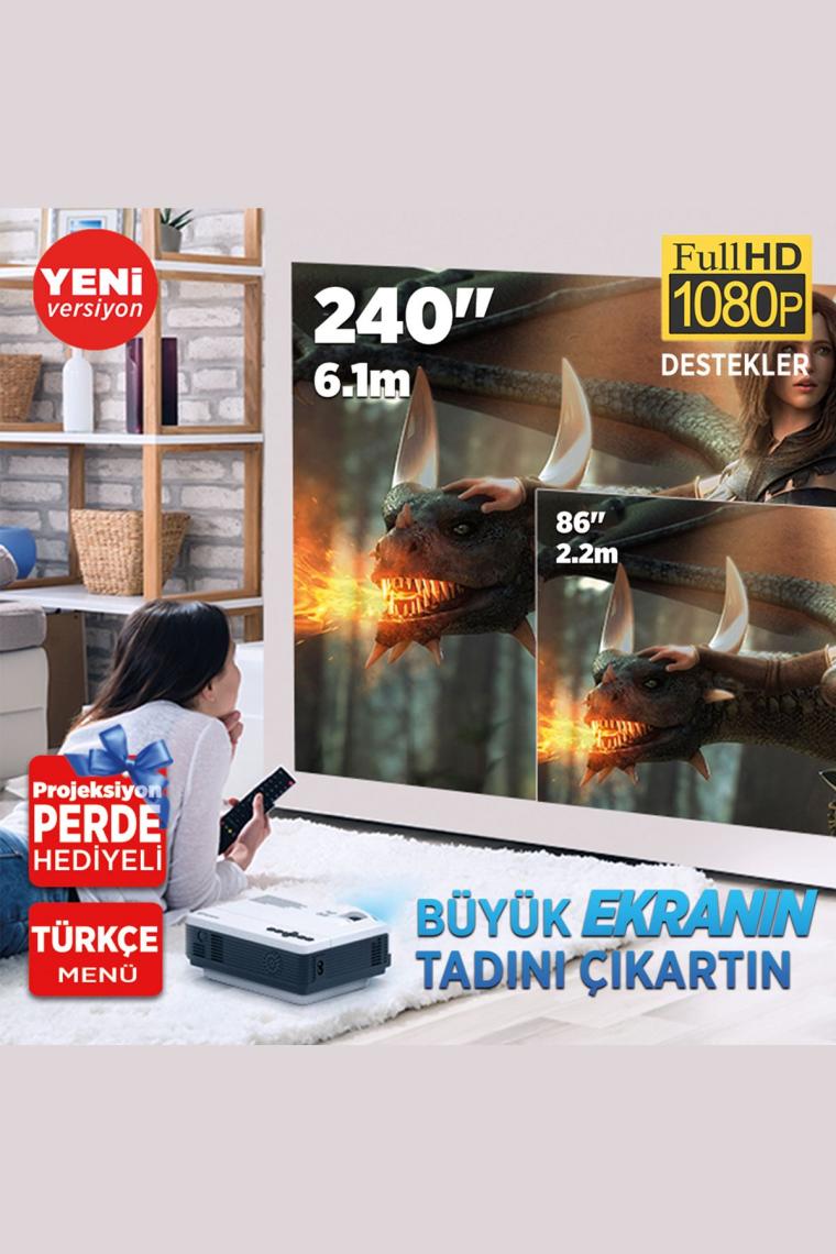 Leisure 410 5g Wifi 1080p Destekli Lcd Led Projeksiyon Cihazı - 240 Inç Yansıtma - Dahili Hoparlör