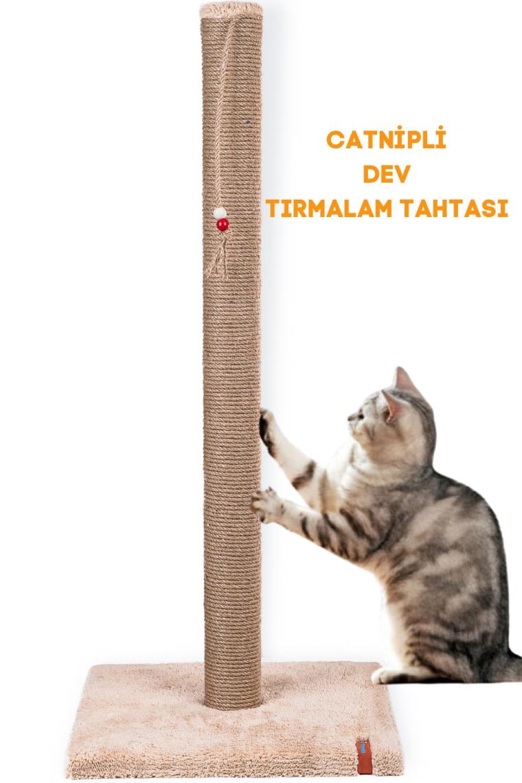 Pugalo 82CM Lüx Tırmalama Tahtası Catnipli Jüt Tırmalama Minder Yüzey Krem