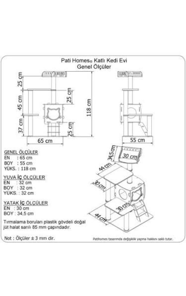 Patihomes Katlı Kedi Tırmalama Evi - Kedi Tırmalaması