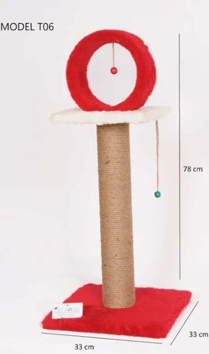 Cat Hause Kedi Tırmalama T6 Çemberli Kırmızı 78 cm
