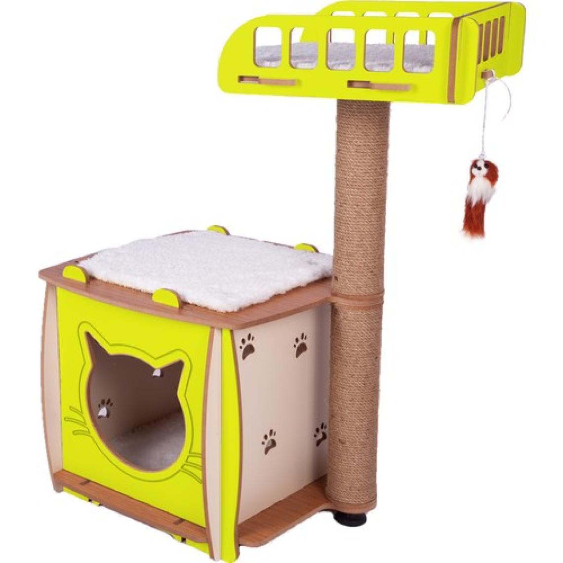 Patihomes Kedi Evi ve Kedi Tırmalama Yataklı Sarı