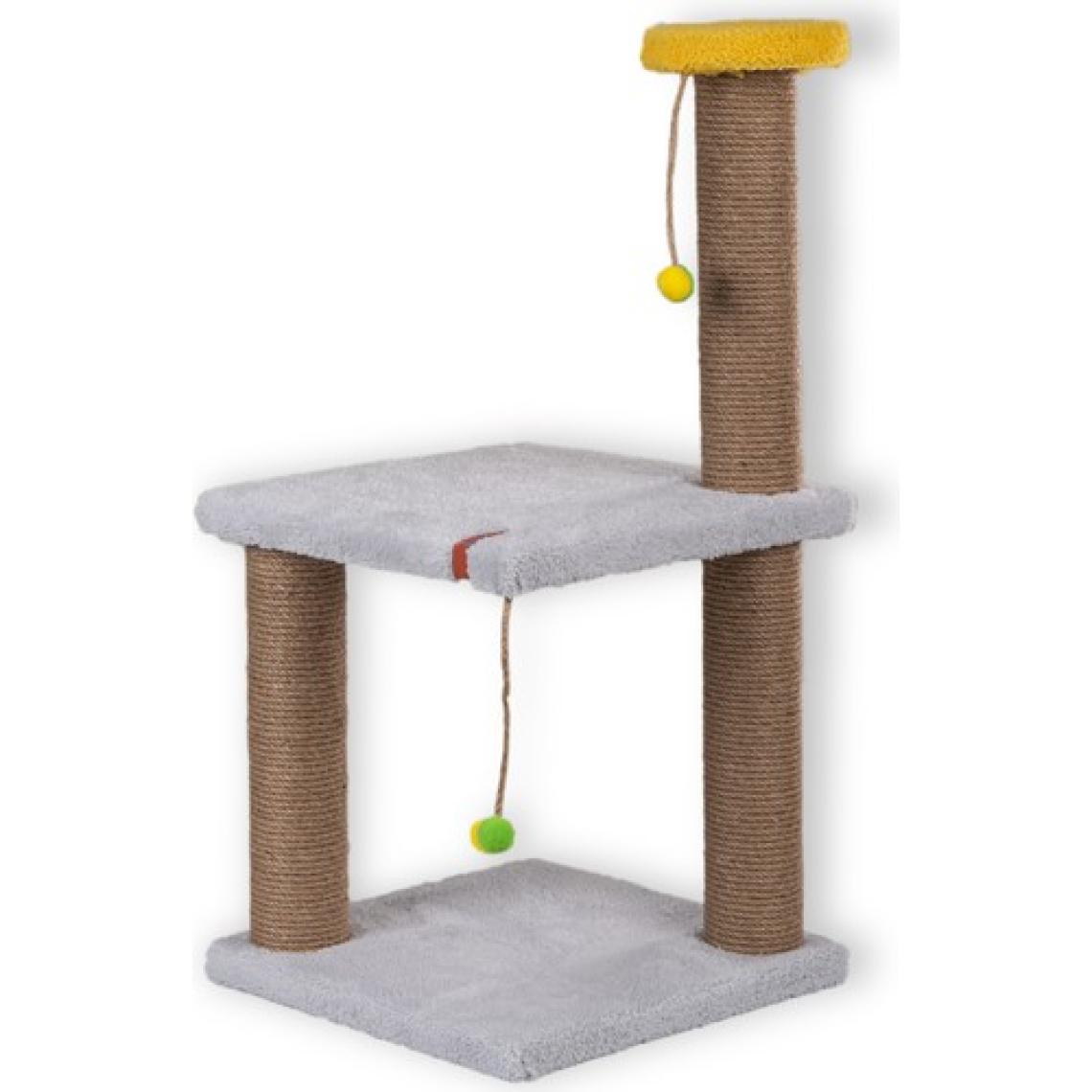 Pugalo Tırmalama İki Katlı Gri Kedi Tırmalama Tahtası Minder Yüzey Catnipli 60 cm
