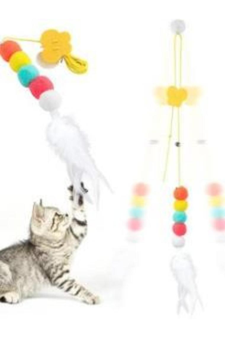 Elastik Kendinden Yapışkanlı Renkli Kedi Oyun Oltası Kedi Oyuncağı Yapışkanlı Olta Eğitim Oyuncağı