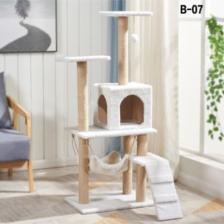Nursoft B-07 Hamaklı Yuvalı Lüx Kedi Tırmalama Evi Beyaz