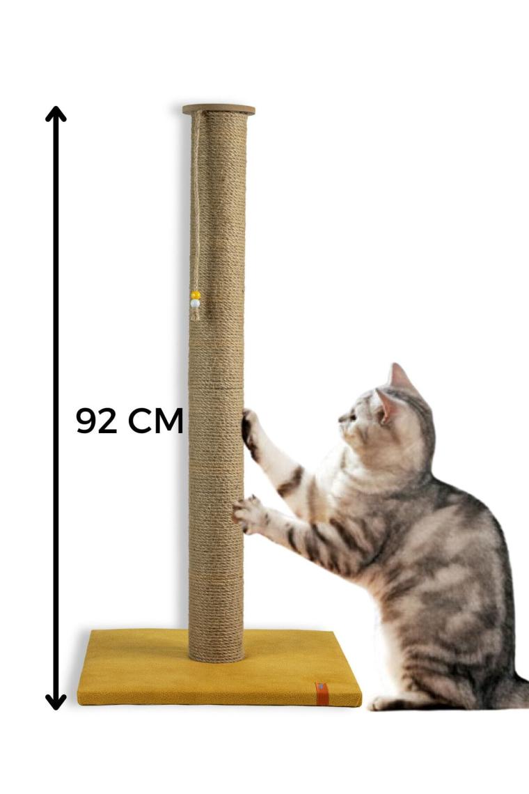 Pugalo Tırmalama 90 cm Catnipli Büyük Kedi Tırmalama Tahtası Minder Yüzey Sarı