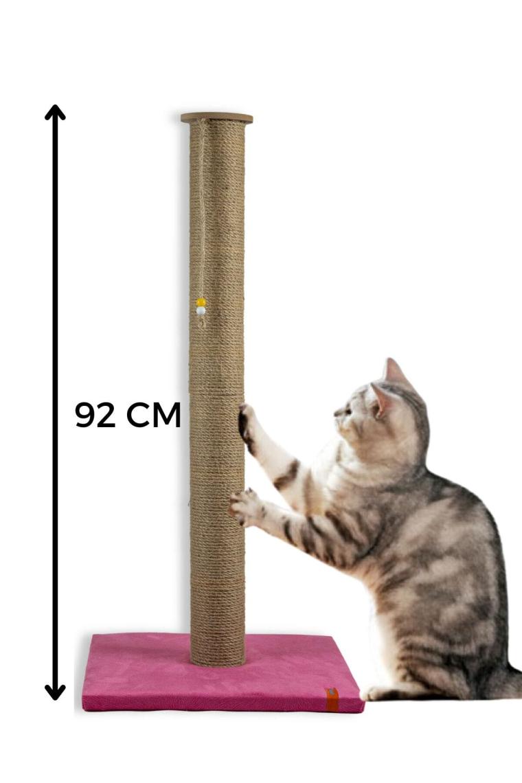 Pugalo Tırmalama 90 cm Catnipli Büyük Kedi Tırmalama Tahtası Minder Yüzey Pembe