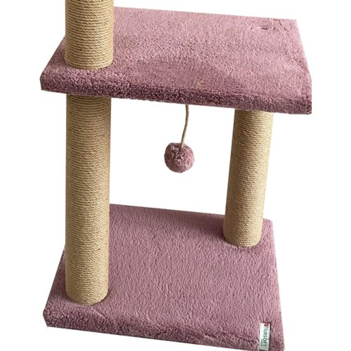 Nursoft İki Katlı Kedi Tırmalaması Büyük Tırmalama Tahtası Gül Kurusu