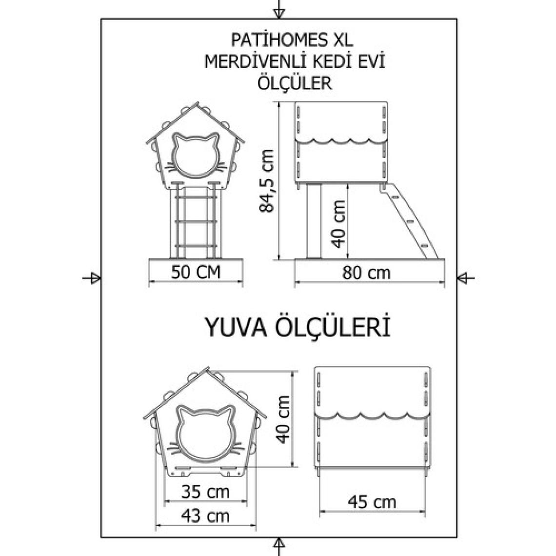Patihomes XL Merdivenli Kedi Evi Tırmalamalı Sarı