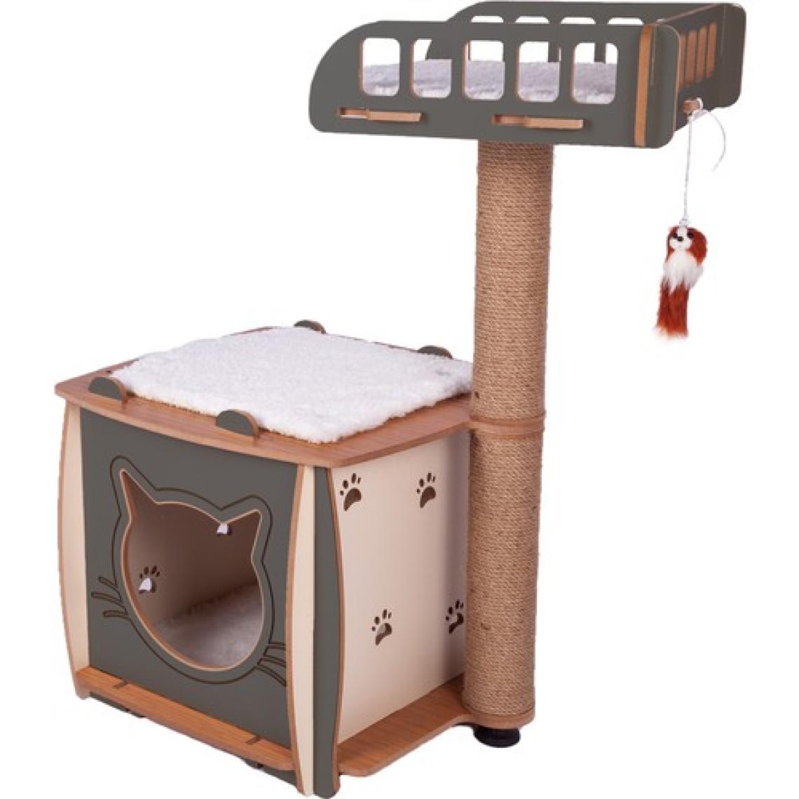 Patihomes Kedi Evi ve Kedi Tırmalama Yataklı Gri