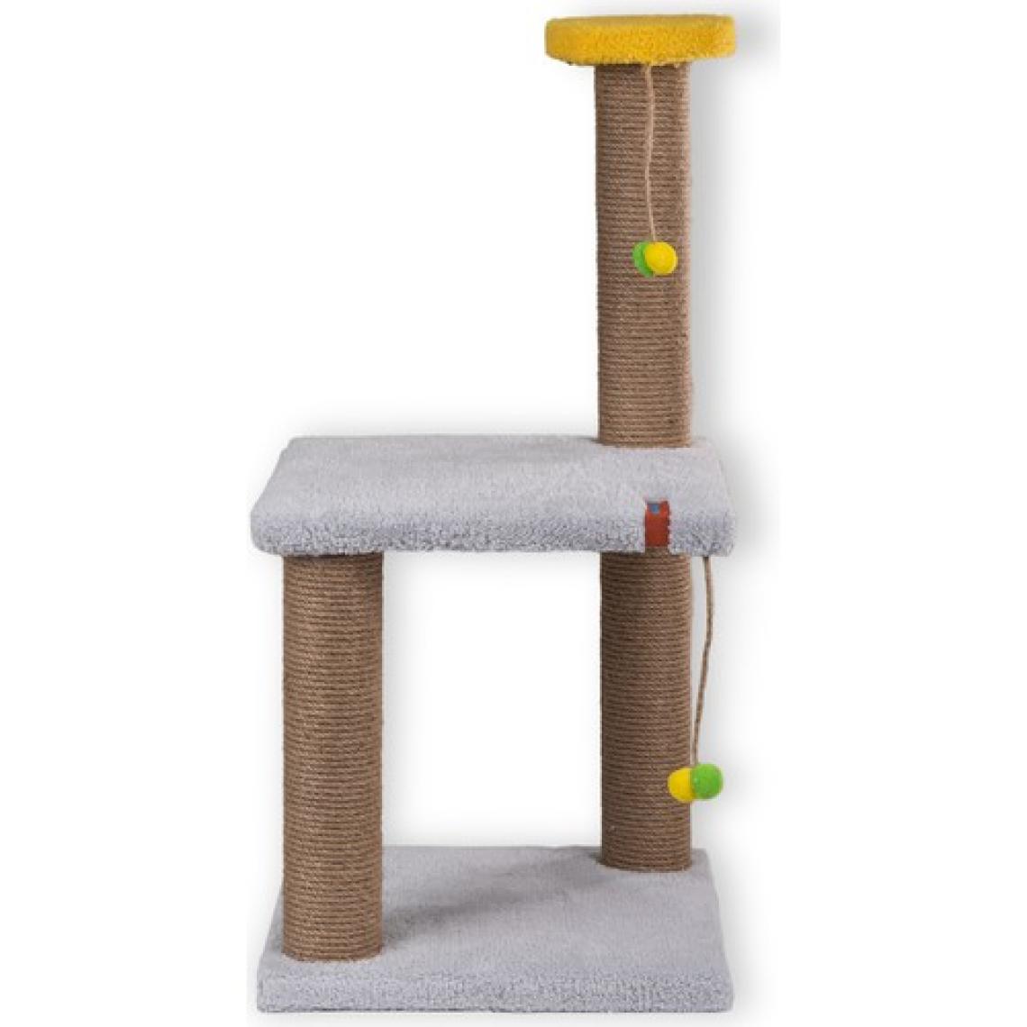 Pugalo Tırmalama İki Katlı Gri Kedi Tırmalama Tahtası Minder Yüzey Catnipli 60 cm