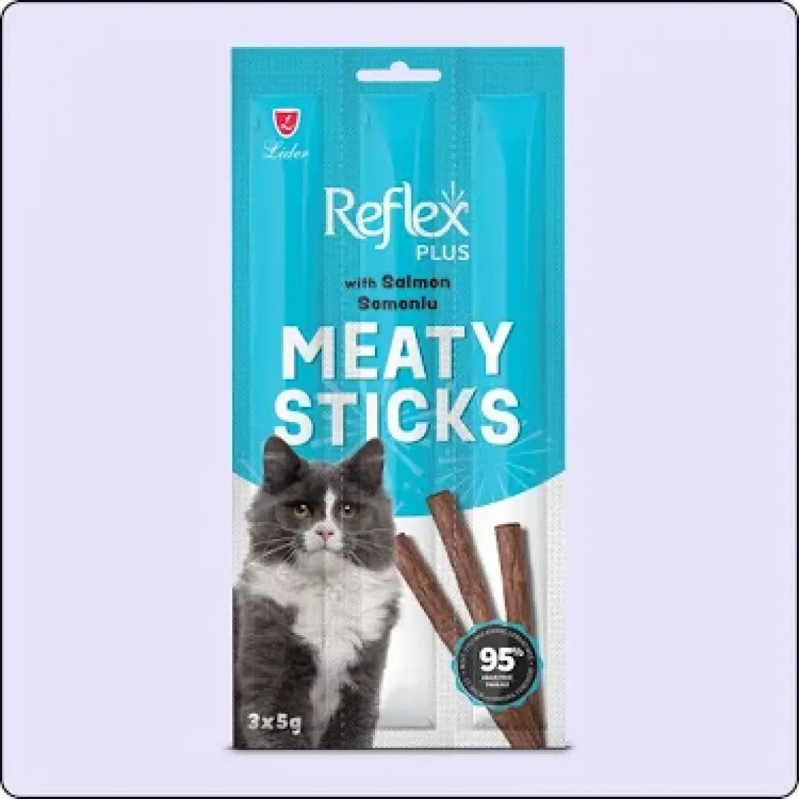Reflex Plus Meaty Sticks Somonlu Tahılsız Kedi Ödül Çubuğu 3x5 gr