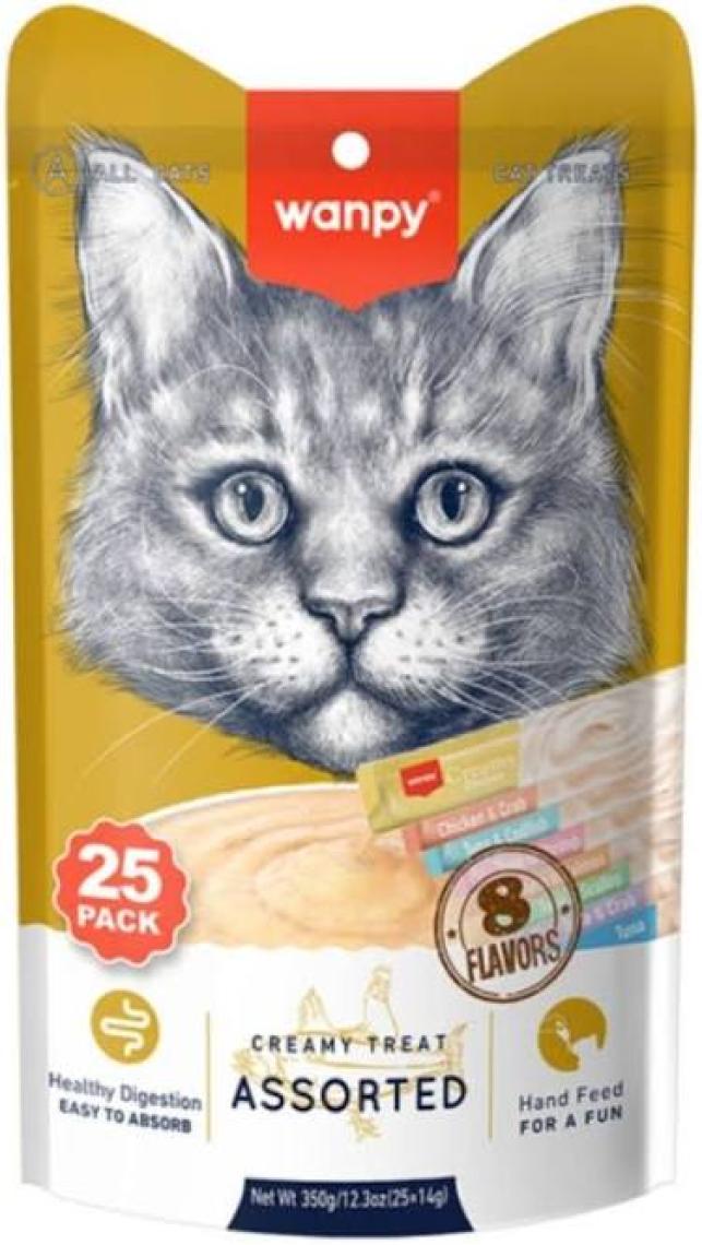 Wanpy Karışık 8 Lezzetli Krema Kedi Ödülü 25*14 gr RAC-MİX