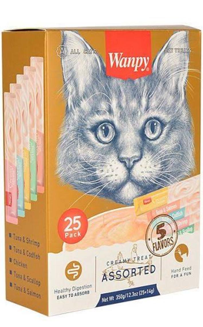 Wanpy Karışık 8 Lezzetli Krema Kedi Ödülü 25*14 gr RAC-MİX