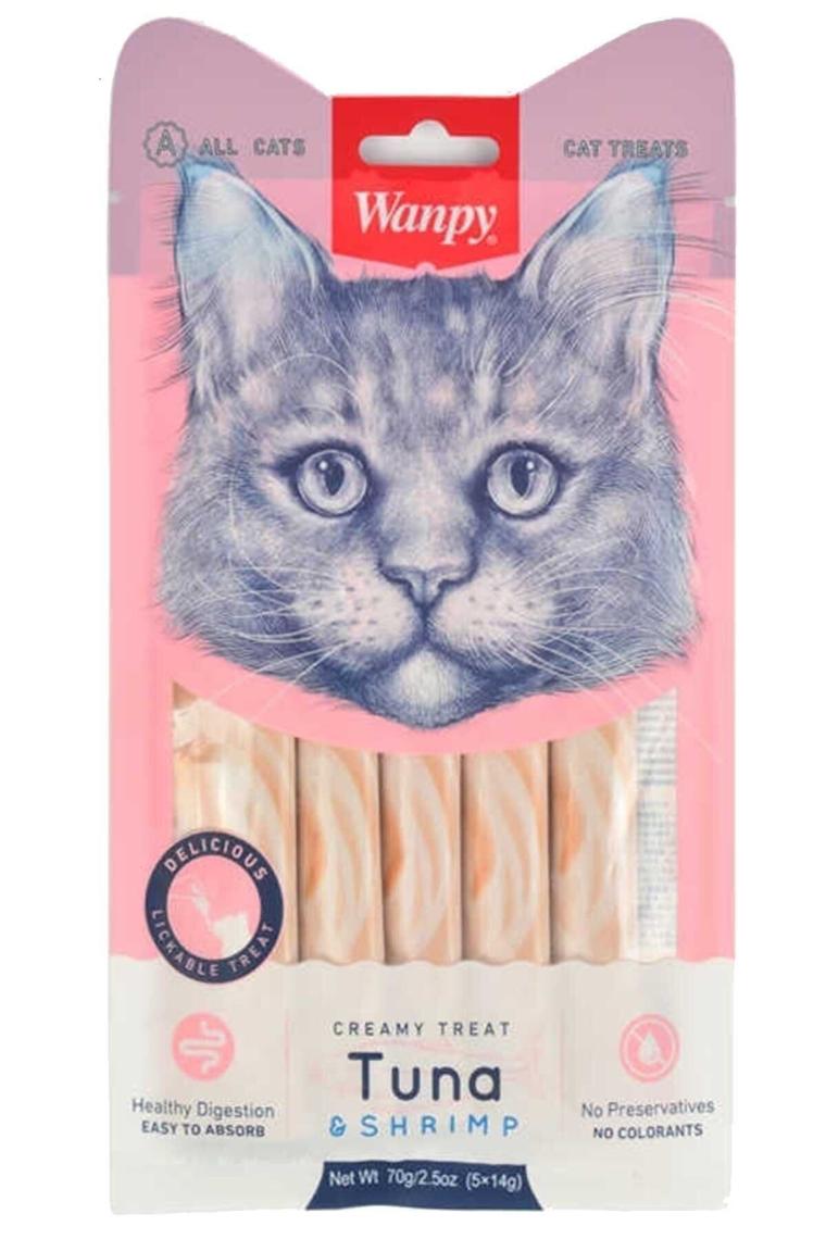 Wanpy Ton Balıklı ve Karidesli 5x14 gr Sıvı Kedi Ödül Maması