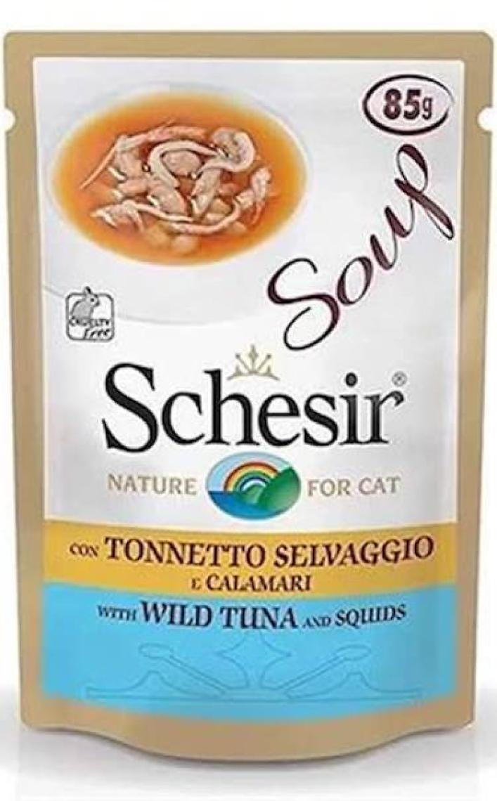 Schesir Cat Soup Ton Balıklı Kalamarlı Kedi Çorbası 85gr