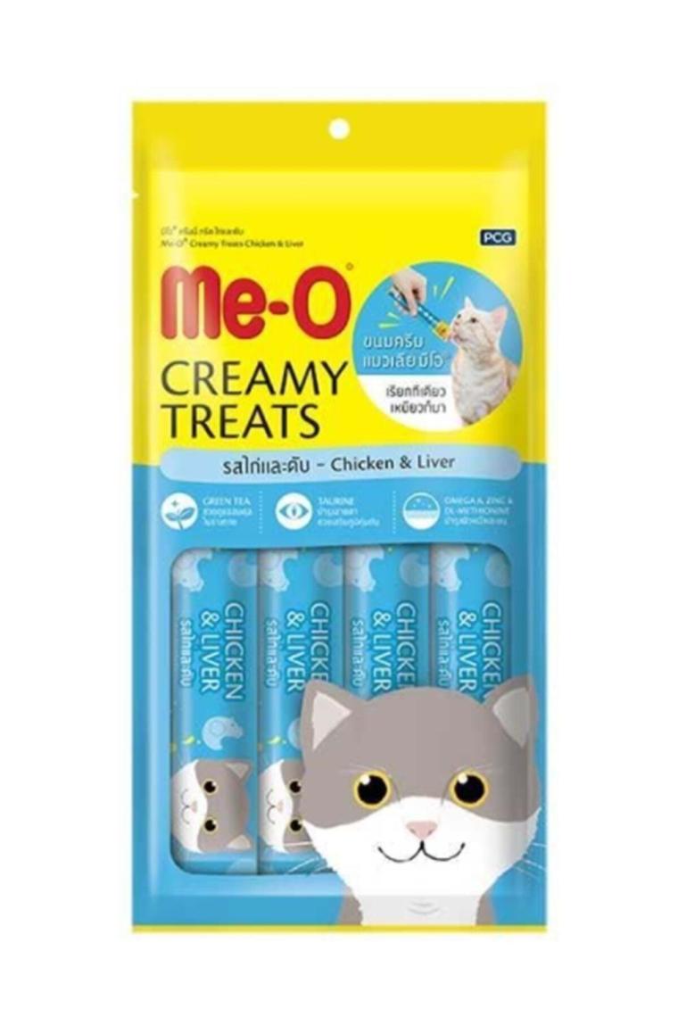 Me-O Creamy Treats Tavuk ve Ciğerli 15 gr 4'lü Krem Kedi Ödül Maması